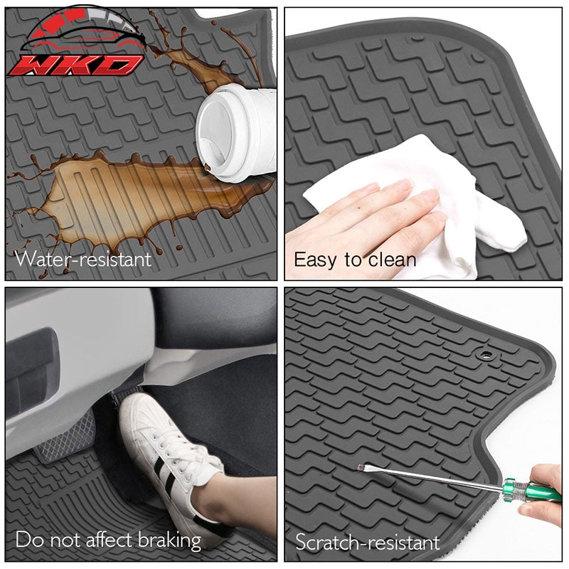 Fits 12-15 Honda Civic 4DR Latex Floor Mats Gray All Weather Car Carpets Liner