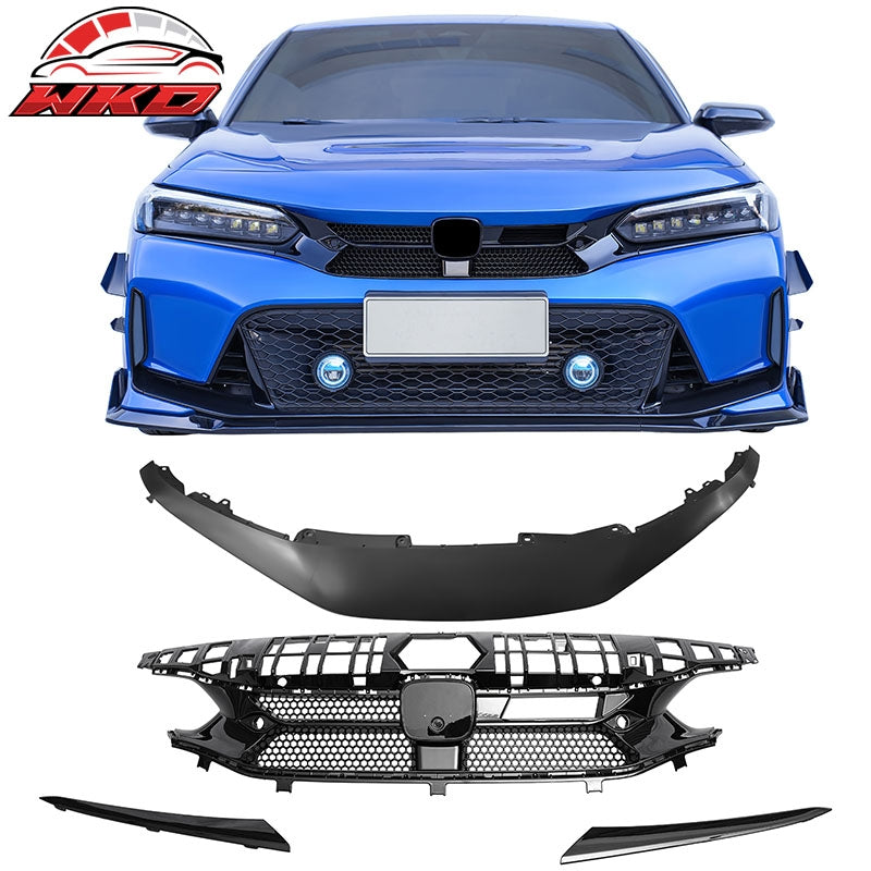 Wholesale 22-24 Honda Civic 4DR Sedan Varis Style Gloss Black Front Grille + Molding