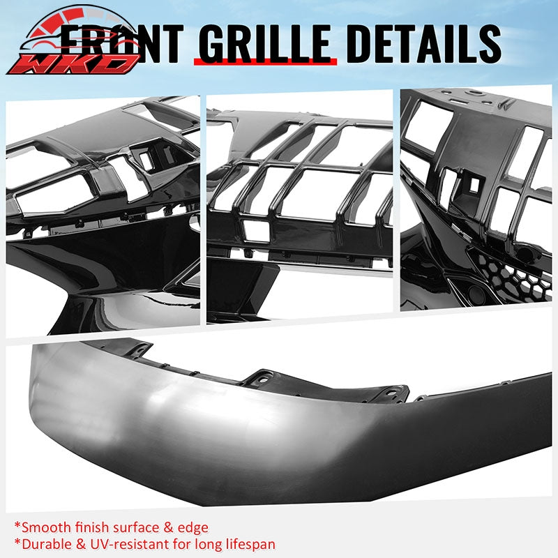 Fits 22-24 Honda Civic 4DR Sedan Varis Style Gloss Black Front Grille + Molding