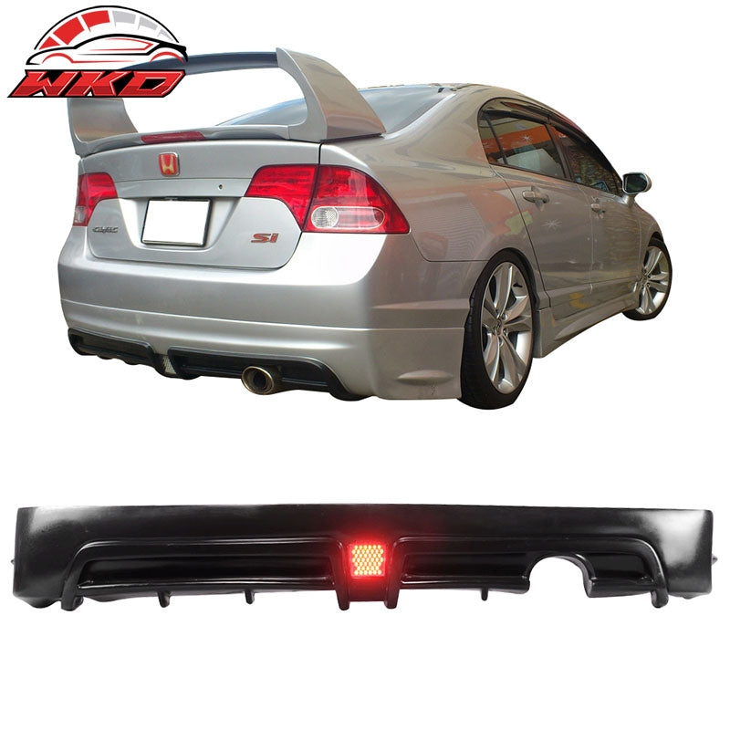Fits 09-11 Civic 4Door PU Mugen Front & PP Rear Bumper Lip Spoiler & Brake Lamp