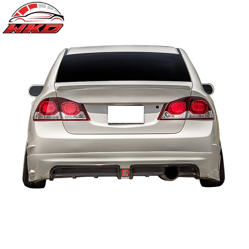 Fits 09-11 Civic 4Door PU Mugen Front & PP Rear Bumper Lip & Smoke Brake Lamp