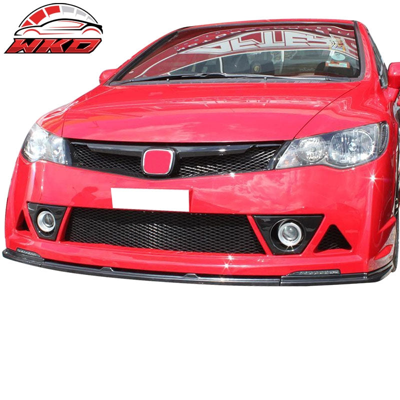 Fits 06-11 Honda Civic 4Dr Sedan Mugen RR Style Front Bumper Lip Spoiler - ABS