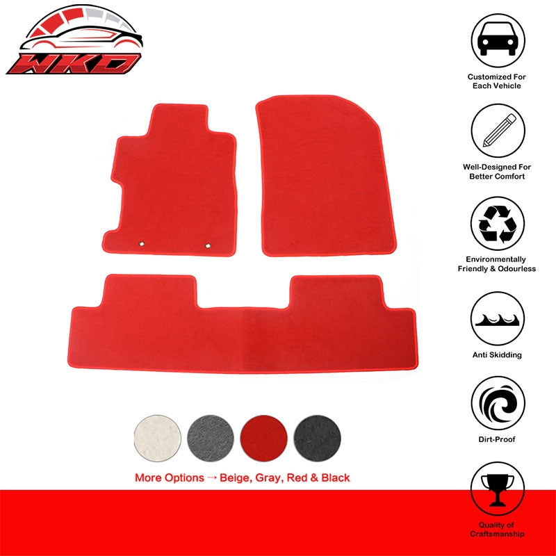 Fits 06-11 Honda Civic 8th Red Nylon Floor Mats Liner 1st 2nd Row Carpets Cover