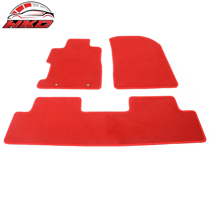 Fits 06-11 Honda Civic 8th Red Nylon Floor Mats Liner 1st 2nd Row Carpets Cover