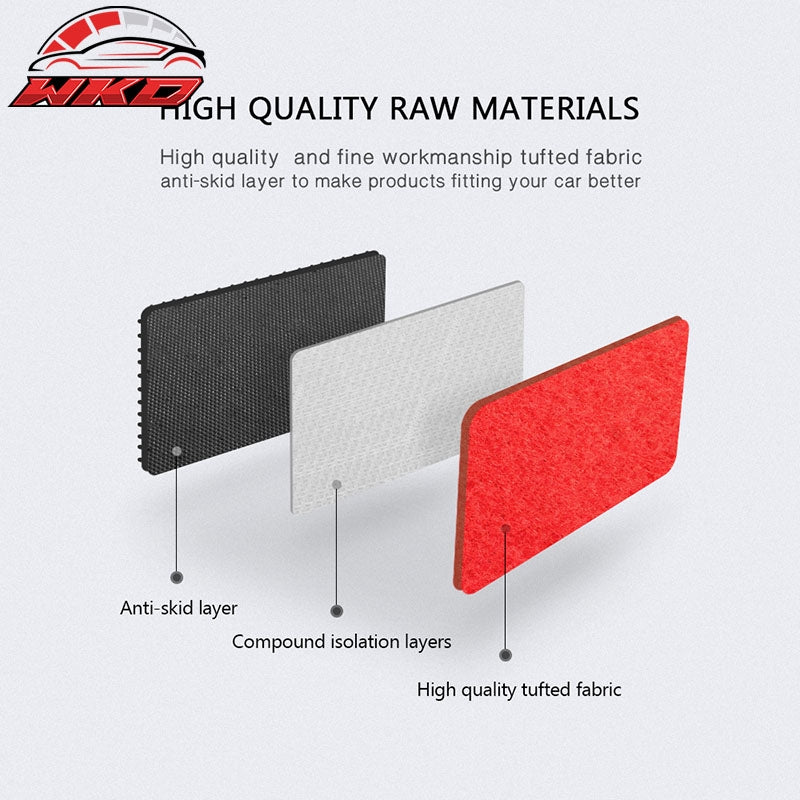 Fits 06-11 Honda Civic 8th Red Nylon Floor Mats Liner 1st 2nd Row Carpets Cover