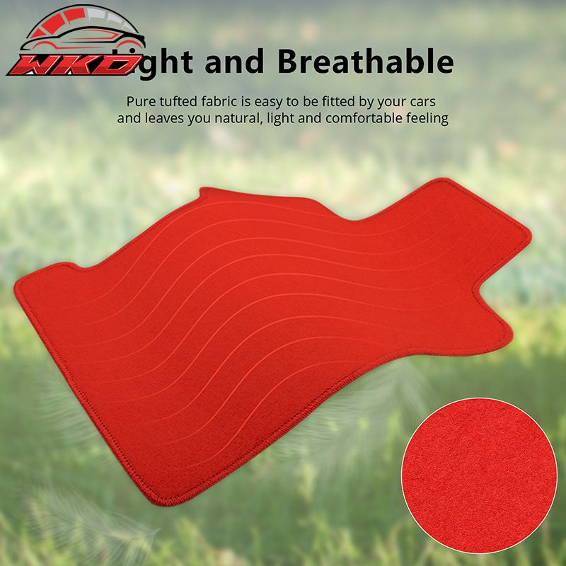 Fits 06-11 Honda Civic 8th Red Nylon Floor Mats Liner 1st 2nd Row Carpets Cover