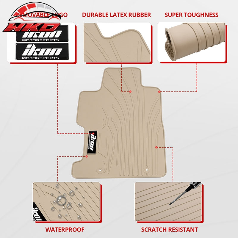 For 06-11 Honda Civic 8th Gen Beige Latex Rubber Floor Mat Custom Fit Carpet 3PC