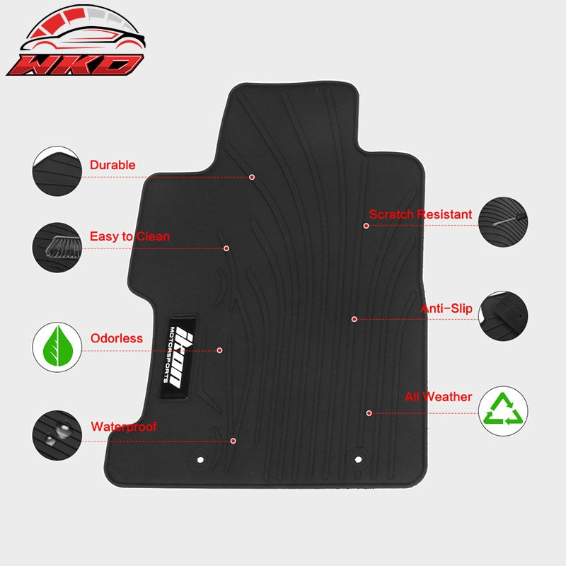 Fits 06-11 Honda Civic 8th Heavy Duty Floor Mats Carpets W/IKON Logo Black Latex