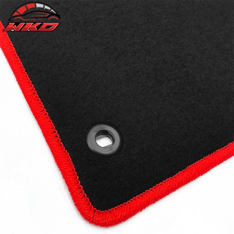 Fits 22-26 Honda Civic/Acura Integra Nylon Floor Mats Carpets Black w/ Red Edge