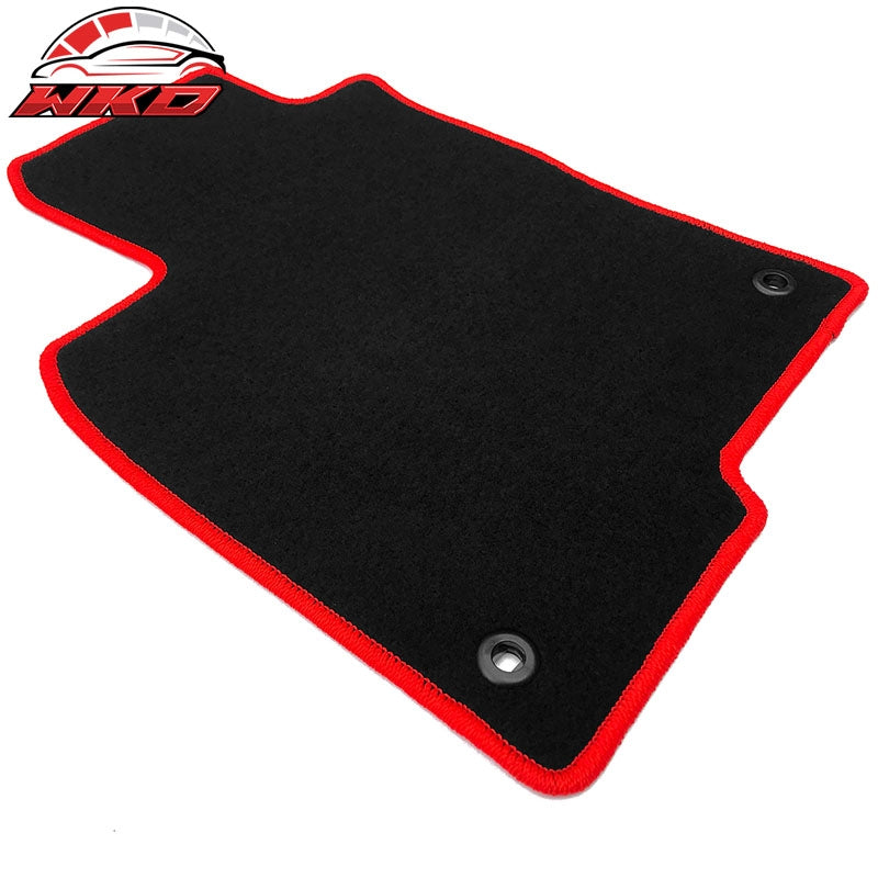 Fits 22-26 Honda Civic/Acura Integra Nylon Floor Mats Carpets Black w/ Red Edge