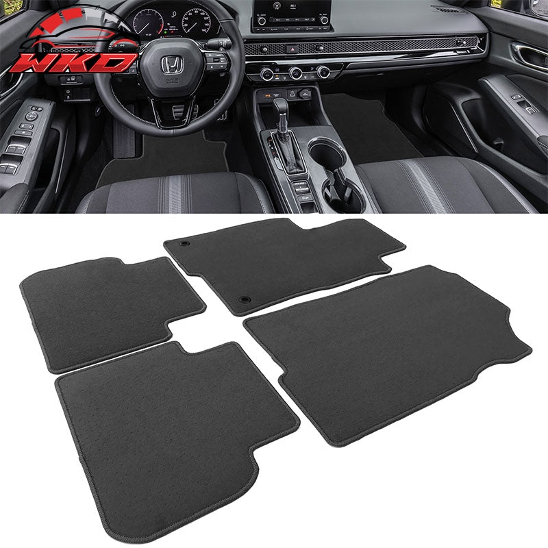 Fits 22-26 Honda Civic & Acura Integra Floor Mats Nylon Gray Carpets 4PCS Set