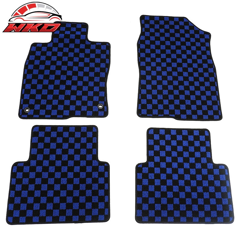 Wholesale 16-21 Honda Civic Anti-slip Floor Mats Checkered Carpets Black Blue Plaid
