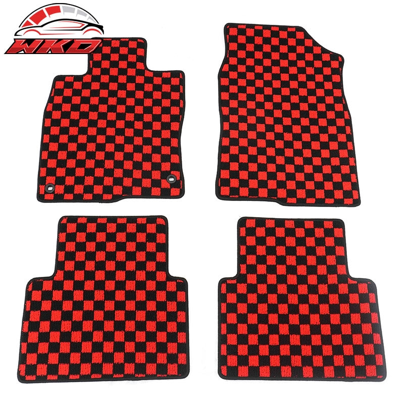 Wholesale 16-21 Honda Civic Anti-slip Floor Mats Checkered Carpets Black Red Plaid