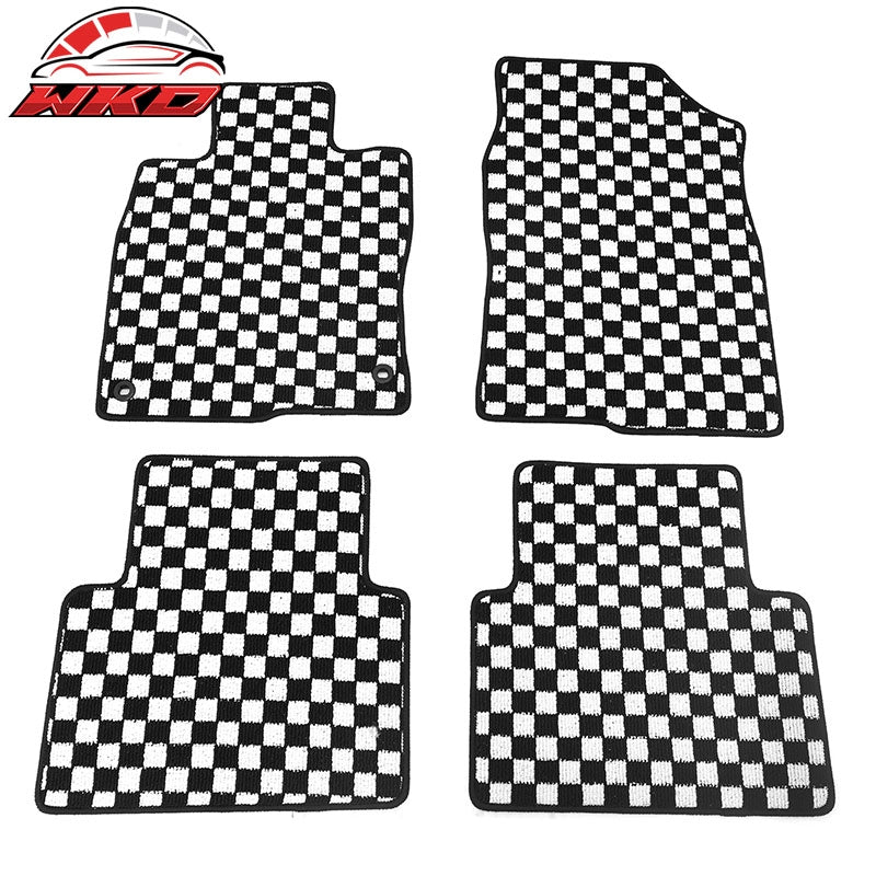 Wholesale 16-21 Honda Civic Anti-slip Floor Mats Checkered Carpets Black White Plaid