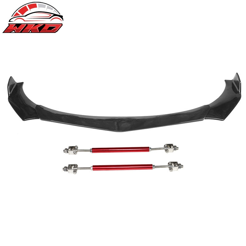 Wholesale Honda Civic 66"-71" B Style Gloss Black 3PCS Front Bumper Lip + Strut Rods
