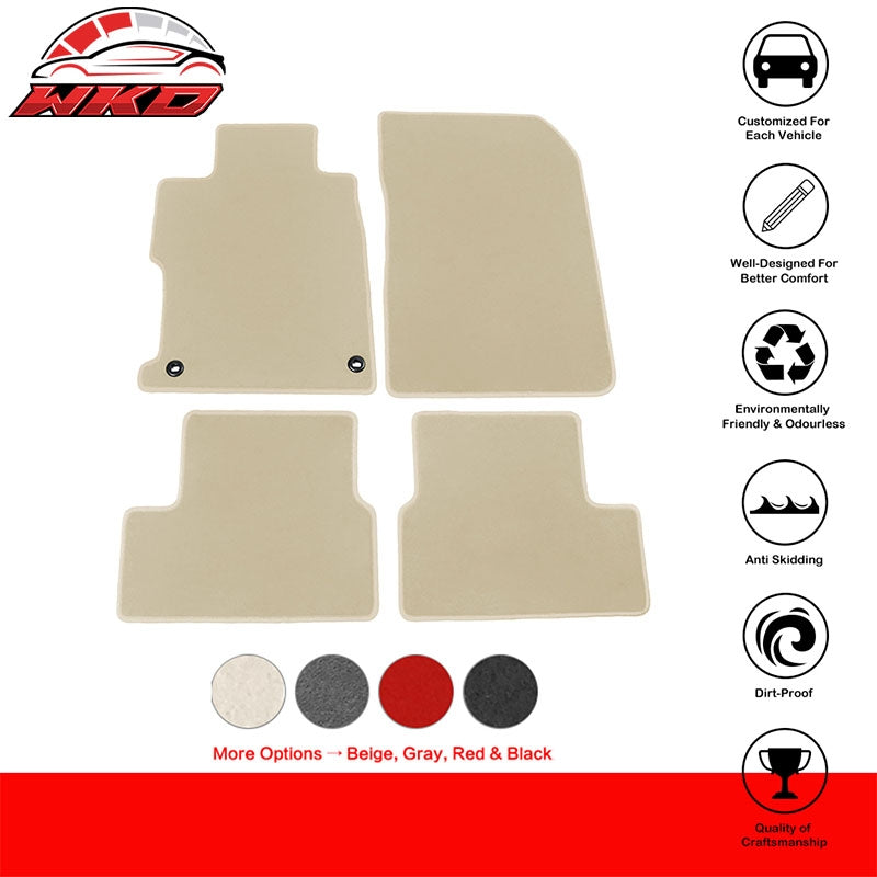 Fits 12-15 Honda Civic Coupe Floor Mat Nylon Beige Non-Slip Auto Carpets 4PC