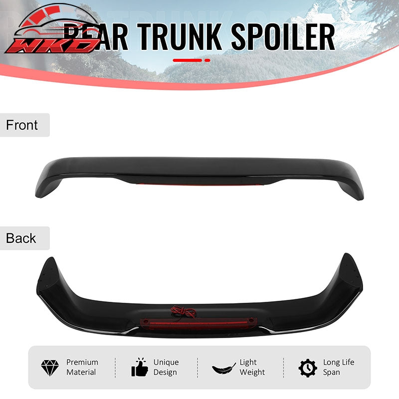 For 96-00 Honda Civic Coupe Gloss Black Rear Trunk Spoiler Wing ABS w/ LED Light