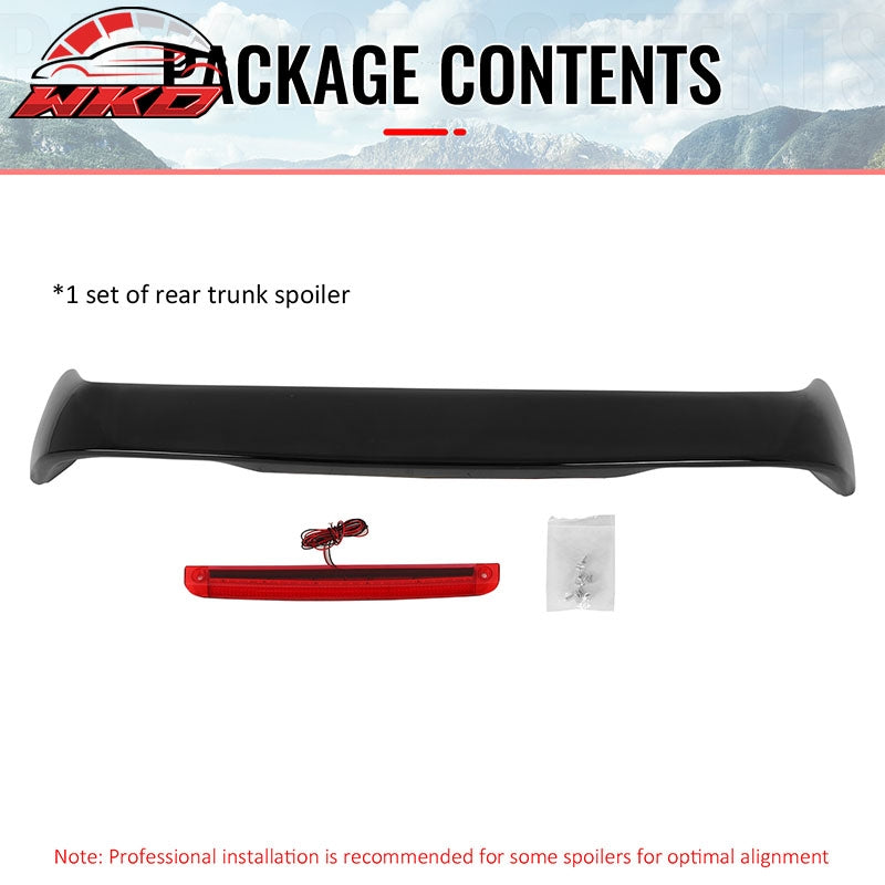 For 96-00 Honda Civic Coupe Gloss Black Rear Trunk Spoiler Wing ABS w/ LED Light