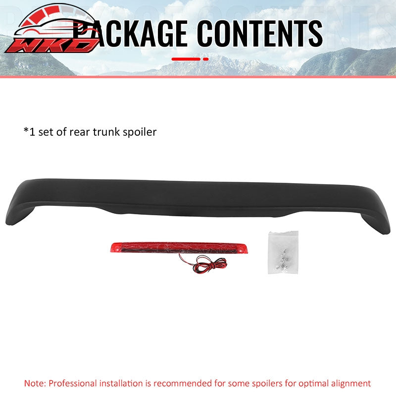 For 96-00 Honda Civic Coupe Matte Black Rear Trunk Spoiler Wing ABS w/ LED Light