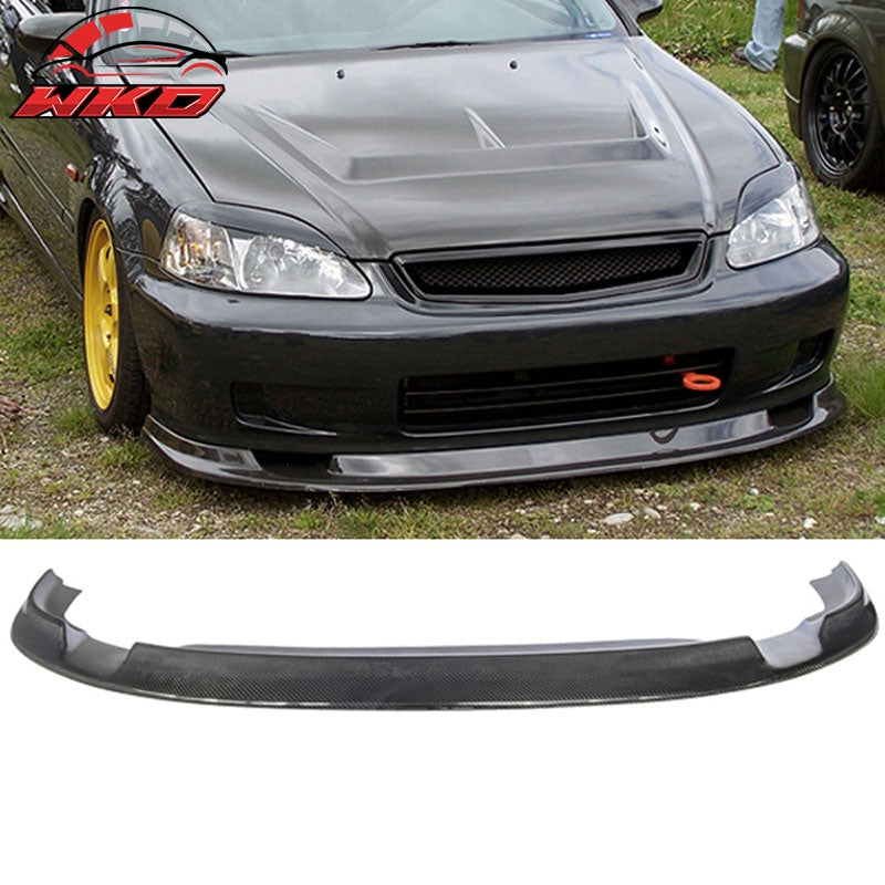 Fits 99-00 Honda Civic FM Style Front Bumper Lip Chin Spoiler - Carbon Fiber CF