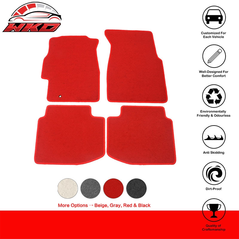 Fits 96-00 Honda Civic Car Auto Floor Mats Liner Front Rear Nylon Red Carpet 4PC