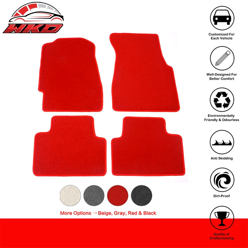 Fits 92-95 Honda Civic Car Floor Mats Liner Nylon 1st 2nd Row Red Carpets 4PC
