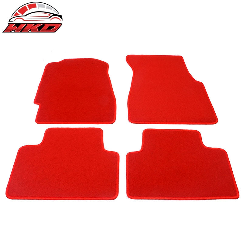 Fits 92-95 Honda Civic Car Floor Mats Liner Nylon 1st 2nd Row Red Carpets 4PC