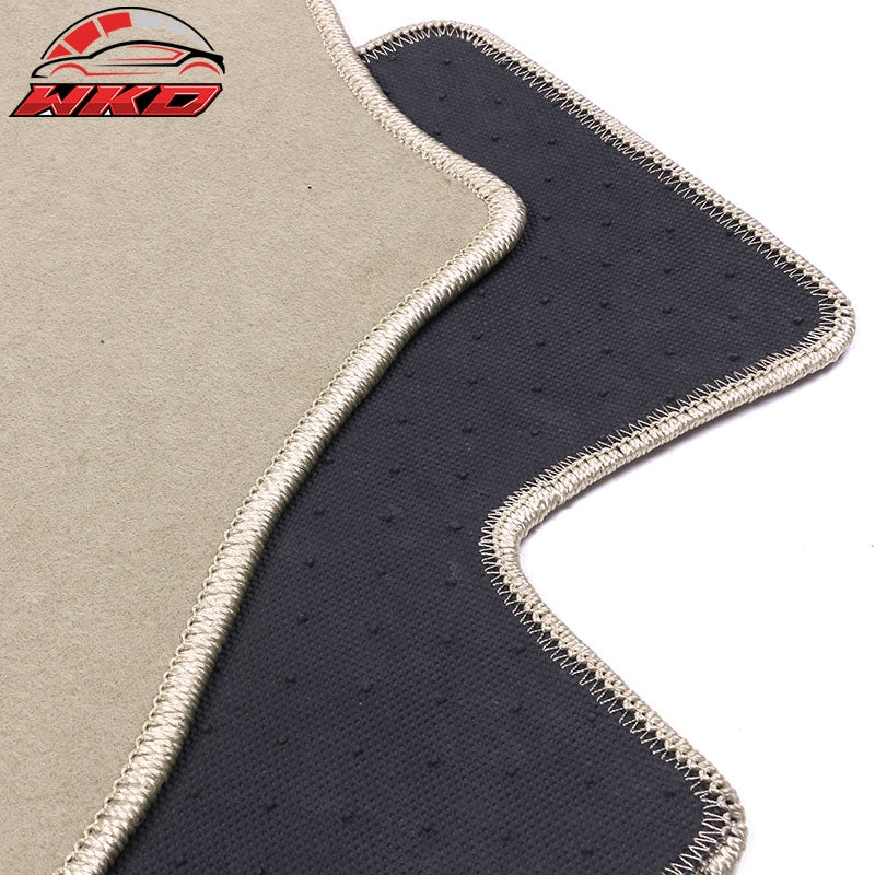 Fits 16-21 Honda Civic Beige Nylon Car Floor Mats Liner Front & Rear Carpet 4PCS