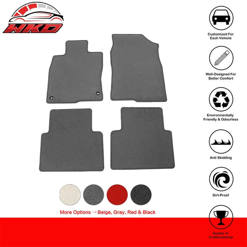 Fits 16-21 Honda Civic 4-Door 4PCS Front Rear Floor Mats Liner Nylon Grey Carpet
