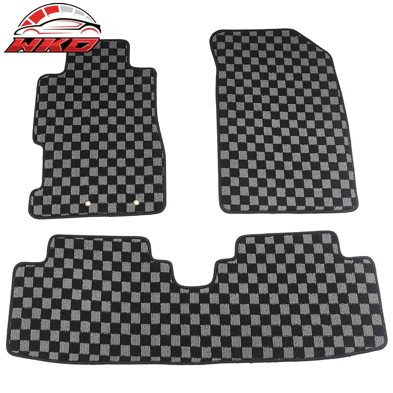 Wholesale 01-05 Honda Civic Floor Mats Non-Slip Carpets Checkered Black Gray Plaid