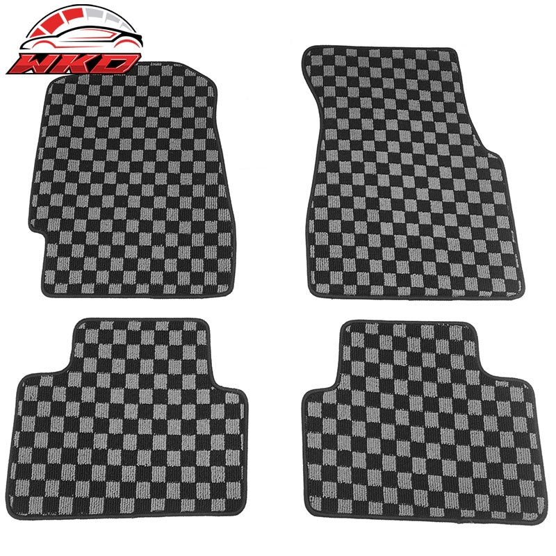 Wholesale 92-95 Honda Civic Floor Mats Non-Slip Carpets Checkered Black Gray Plaid