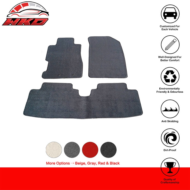 Fits 01-05 Honda Civic Floor Mats Front & Rear Gray 3PCS - Nylon
