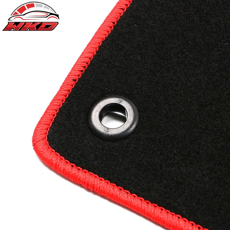 Fits 16-21 Honda Civic Floor Mats Carpet Front Rear Black Nylon W/ Red Edge & FK