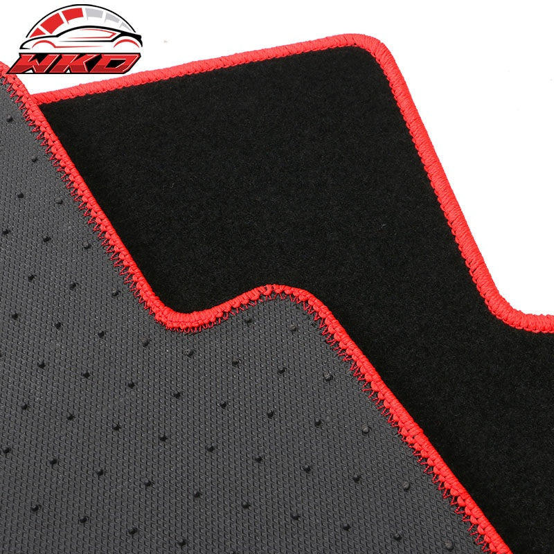 Fits 16-21 Honda Civic Floor Mats Carpet Front Rear Black Nylon W/ Red Edge & FK