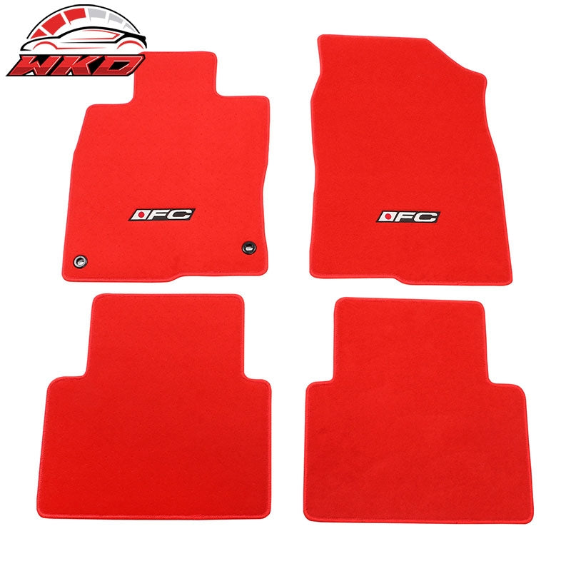 Wholesale 16-21 Honda Civic Floor Mats Carpet Front Rear Red Nylon W/ FC Logo - 4PCS