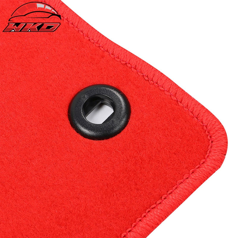 Fits 16-21 Honda Civic Floor Mats Carpet Front Rear Red Nylon W/ FC Logo - 4PCS