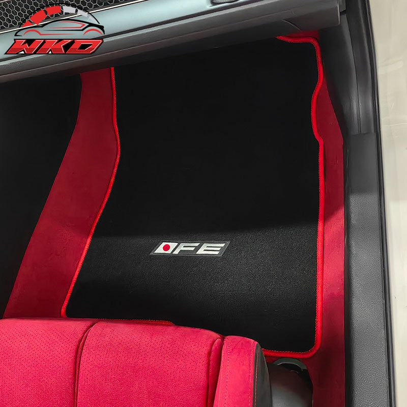 Fits 22-26 Honda Civic Floor Mats Carpet Front Rear Black Nylon W/ Red Edge & FE