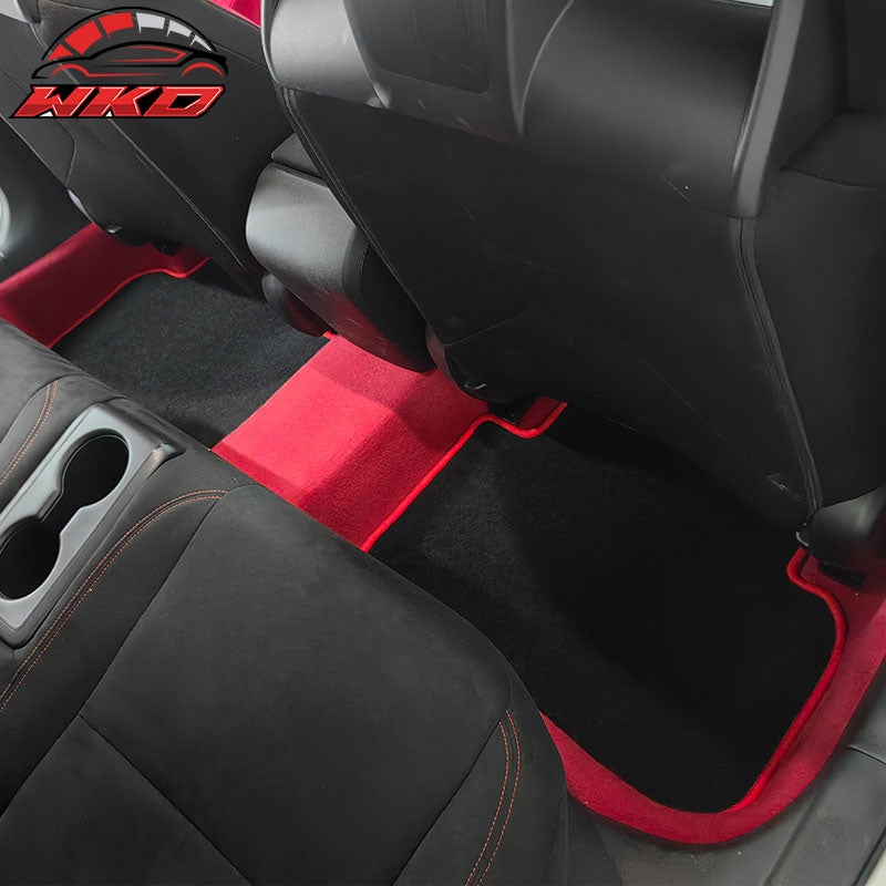 Fits 22-26 Honda Civic Floor Mats Carpet Front Rear Black Nylon W/ Red Edge & FE