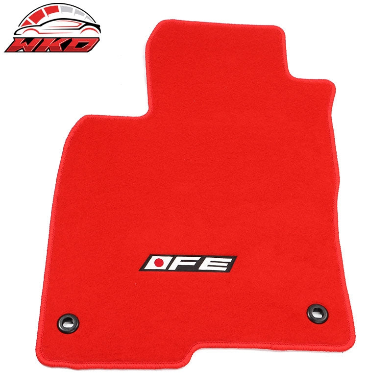 Fits 22-26 Honda Civic Floor Mats Carpet Front Rear Red Nylon W/ FE Logo - 4PCS