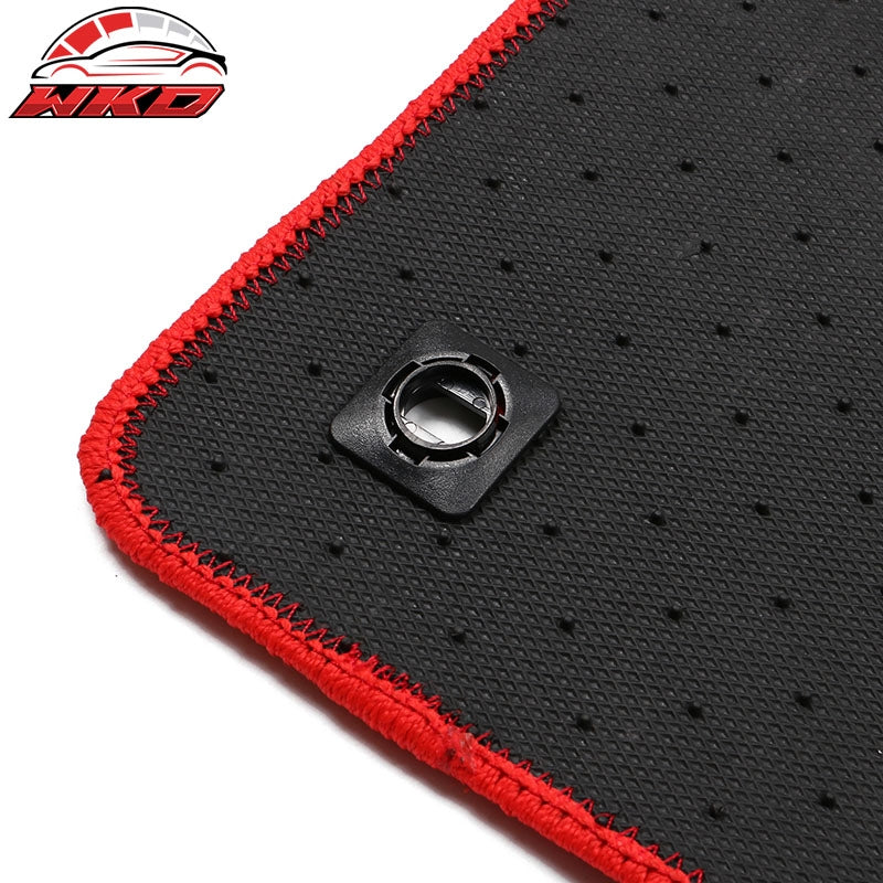 Fits 22-26 Honda Civic Floor Mats Carpet Front Rear Red Nylon W/ FL Logo - 4PCS