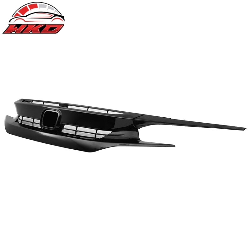 Fits 16-21 Honda Civic 10th Gen Mesh Front Bumper Hood Grille Grill Gloss Black