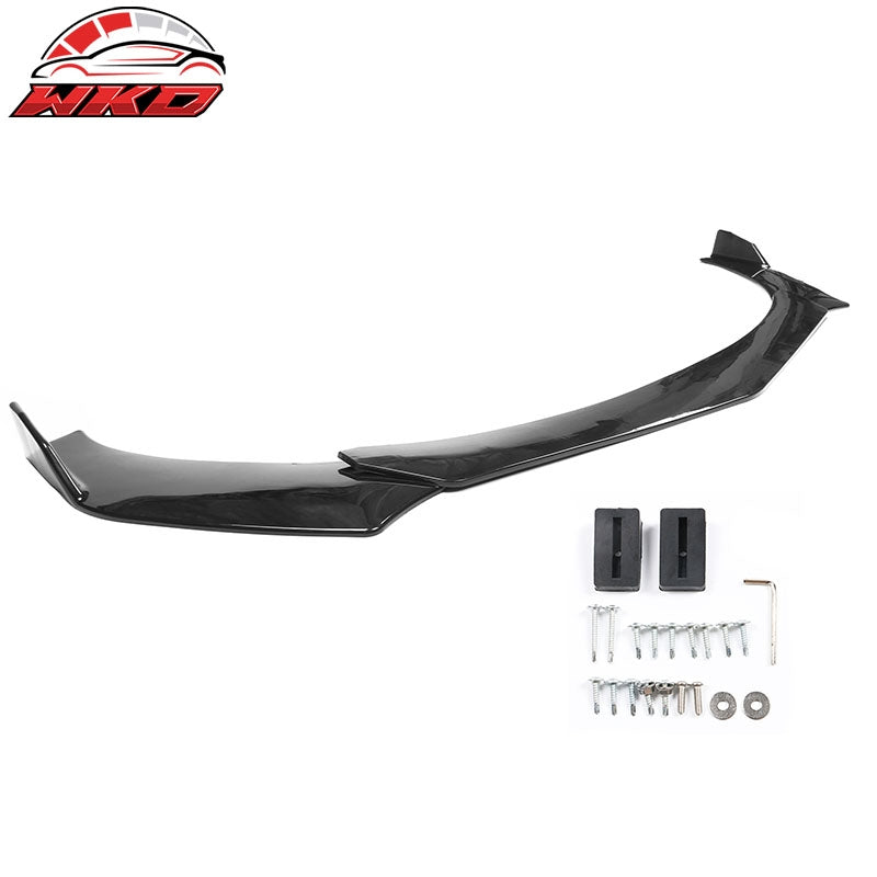 Fits Honda Civic 66"-71" Gloss Black Front Bumper Lip + Strut Rods Carbon Fiber