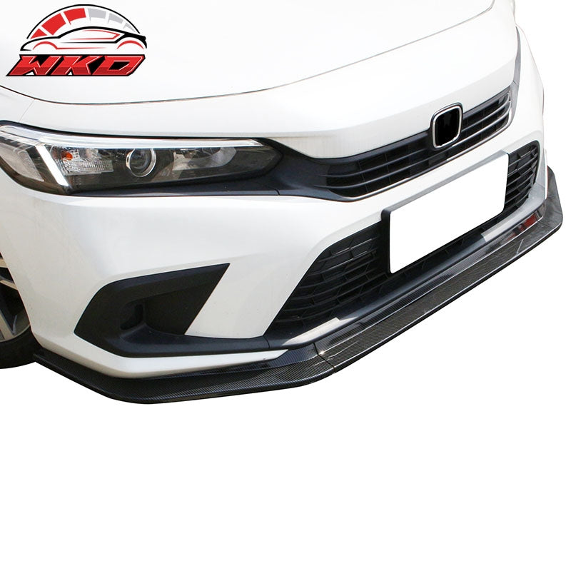 Fits 22-24 Honda Civic Front Bumper Lip RS Style 3PC Carbon Fiber Print PP Kit