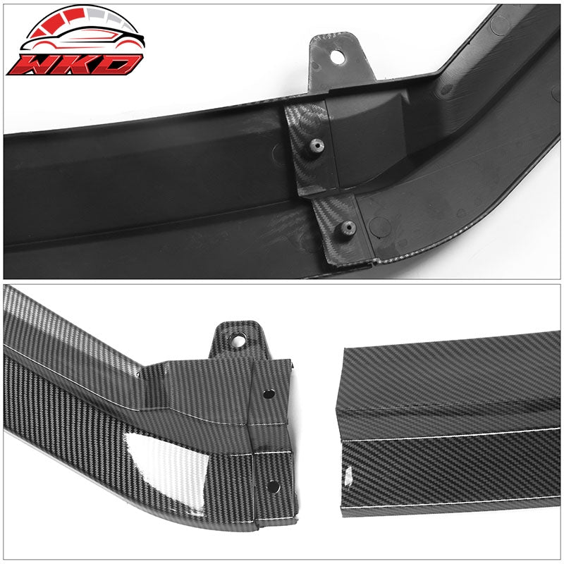 Fits 22-24 Honda Civic Front Bumper Lip RS Style 3PC Carbon Fiber Print PP Kit