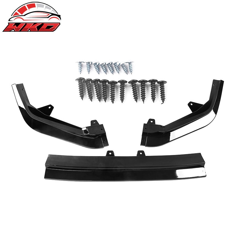 Fits 22-24 Honda Civic Front Bumper Lip RS Style 3PC Spoiler PP Matte Black Kit