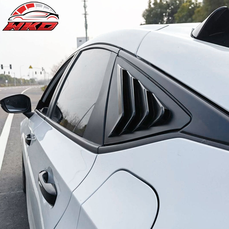 Fits 22-26 Honda Civic Hatchback IKON ABS 2PCS Side Window Louvers Matte Black