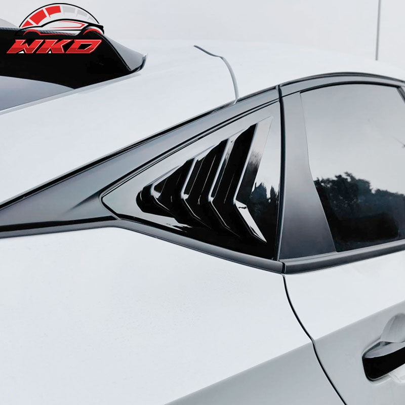 Fits 22-26 Honda Civic Hatchback IKON ABS 2PCS Side Window Louvers Gloss Black