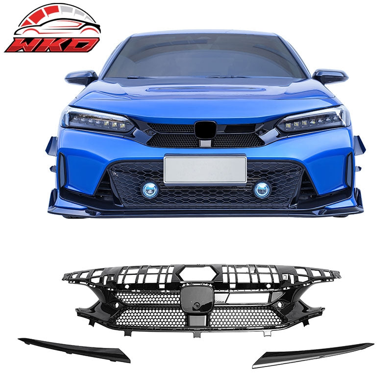 Wholesale 22-24 Honda Civic Hatchback & Si Varis Style Front Upper Grille Gloss Black