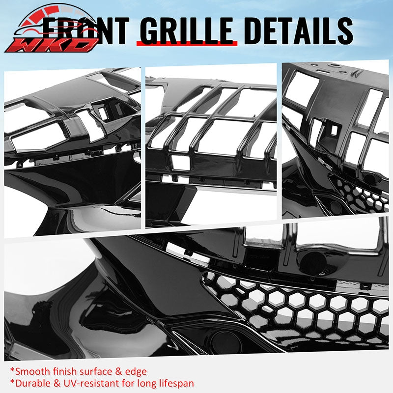 Fits 22-24 Honda Civic Hatchback & Si Varis Style Front Upper Grille Gloss Black