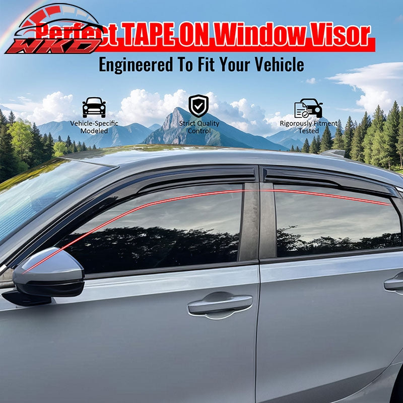 Fits 22-26 Honda Civic Hatchback Window Visors Mugen Style Rain Guard Deflector